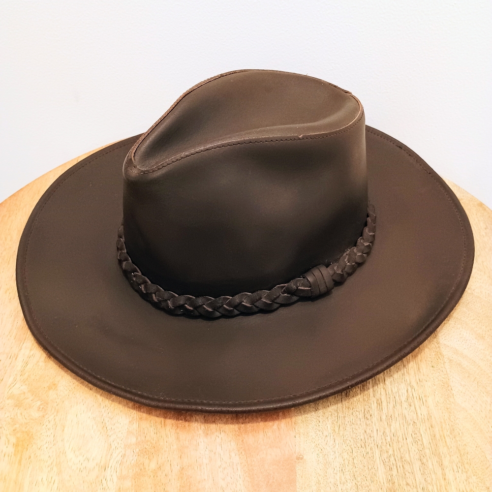 Vintage Wilsons Leather Men's Cowboy Hat with Braided Band - Dark Brown - Medium